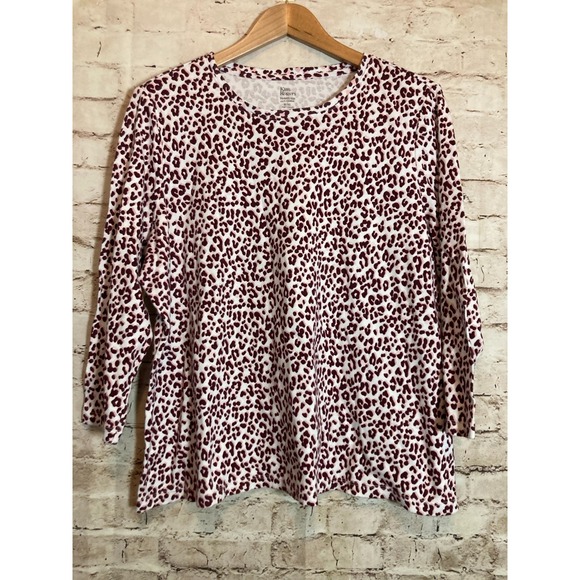 Kim Rogers Top Womens Petite XL Perfectly Soft Cheetah Leopard Cotton Stretch - Picture 1 of 10
